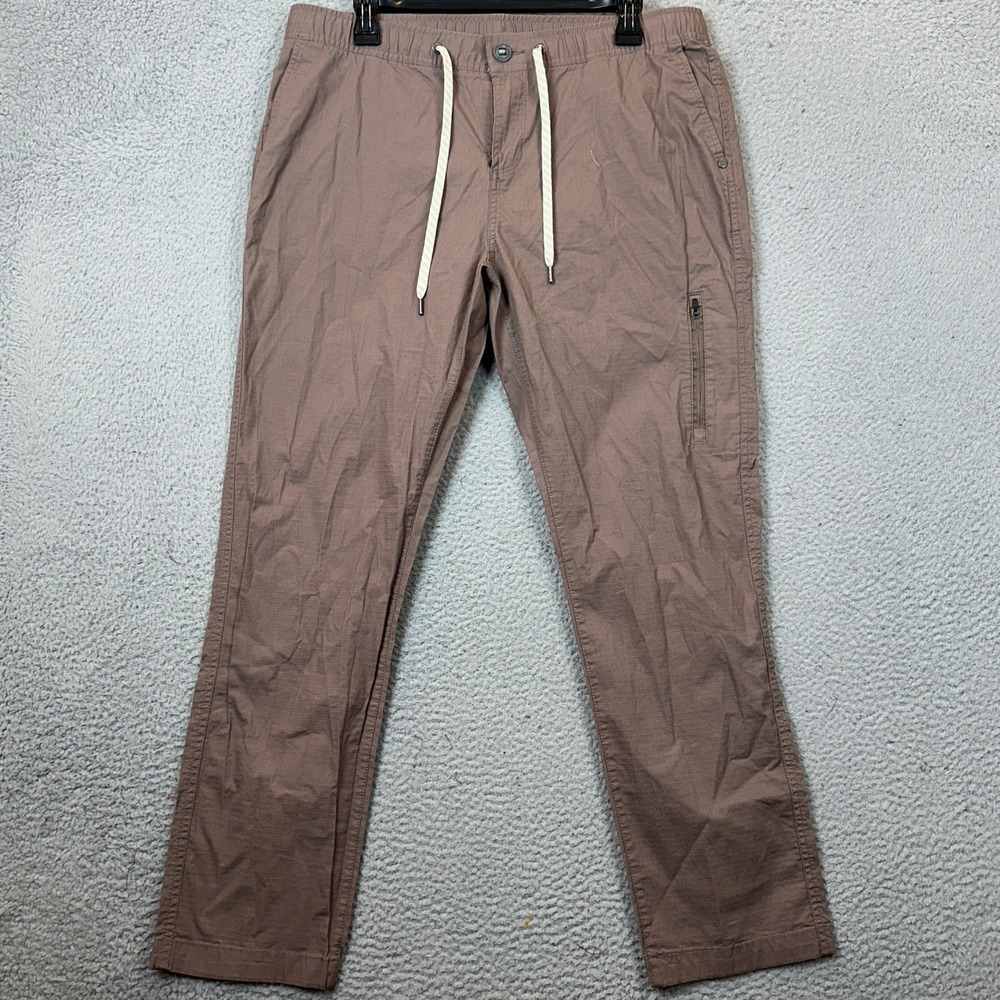 Vuori Pants Womens XL Ripstop Mauve Taupe Casual Cargo Pocket Stretch Waist Logo